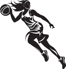 Fototapeta na wymiar Dunk Dazzle Vector Icon Illustrating a Female Basketball Players Slam Dunk Basket Blaze Vector Logo and Design Showcasing a Female Basketball Players Dunk