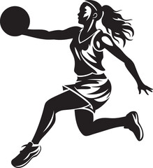 Skybound Slayer Vector Logo and Design of a Female Basketball Player Making a Dunk Rim Raptor Vector Icon Illustrating a Female Basketball Players Dunk