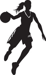 Court Crusher Vector Graphics Depicting a Female Basketball Players Dunk Skybound Slayer Vector Logo and Design of a Female Basketball Player Making a Dunk