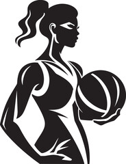 Dunk Dynasty Vector Graphics Showcasing a Female Basketball Player Dunking Hoop Highlight Vector Logo and Design Featuring a Female Basketball Players Dunk