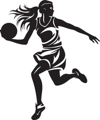 Rim Rouser Vector Icon Illustrating a Female Basketball Players Slam Dunk Slam Queen Vector Logo and Design Featuring a Female Basketball Players Dunk