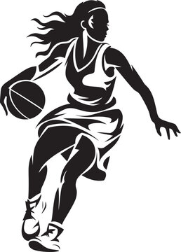 Dunk Dominance Vector Logo and Design Showcasing a Female Basketball Players Dunk Court Crusher Vector Illustration of a Female Basketball Player Executing a Dunk