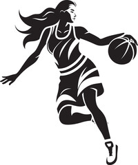 Skybound Sensation Vector Illustration of a Female Basketball Players Dunk Rim Rouser Vector Icon Illustrating a Female Basketball Players Slam Dunk