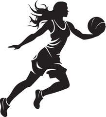 Dunk Dazzle Female Basketball Player Dunk Vector Illustration Court Commando Vector Artwork of Female Players Dunk