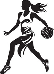 Basket Blaze Female Basketball Player Dunk Vector Icon Slam Queen Vector Logo and Design Featuring Female Player Dunk