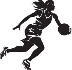 Hoop Heroine Vector Graphics Illustrating a Female Basketball Player Dunking Slam Siren Vector Icon of a Female Basketball Player Making a Dunk