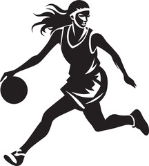 Skybound Slayer Female Basketball Player Dunk Vector Emblem Rim Raptor Vector Logo and Design Featuring Female Players Dunk