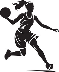 Basket Boss Vector Design Featuring a Female Basketball Player Going for a Dunk Slam Sensation Vector Graphics Illustrating a Female Basketball Players Dunk