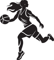 Fototapeta na wymiar Hoop Hero Vector Logo and Design Illustrating a Female Basketball Players Dunk Slam Squad Queen Vector Icon Depicting a Female Basketball Player Dunking