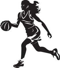 Court Champion Vector Graphics Featuring Female Basketball Players Dunk Dunk Dynamo Vector Logo and Design Illustrating Female Basketball Players Slam Dunk