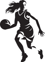 B Ball Belle Vector Logo and Design Depicting a Female Basketball Player Dunking Rim Rocket Vector Illustration of a Female Basketball Player Slamming the Ball