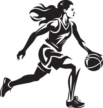 Rim Rebel Vector Illustration of a Female Basketball Player Making a Dunk Ballin Belle Vector Graphics Depicting a Female Basketball Players Slam Dunk