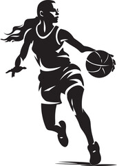 Slam Squad Queen Vector Logo and Design Showcasing a Female Basketball Players Dunk Basket Bombshell Vector Illustration of a Female Basketball Player Executing a Dunk