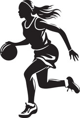 Basket Bombshell Vector Illustration of a Female Basketball Player Executing a Dunk Dunk Diva Vector Graphics of a Female Basketball Player Slamming the Ball