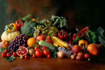 vegetables and fruits on the table
