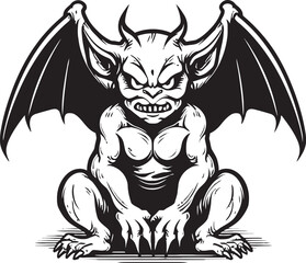 Chiseled Sentinel Vector Icon of Gargoyle Full Body Statue Graphics Majestic Guardian Gargoyle Full Body Statue Vector Emblem and Design