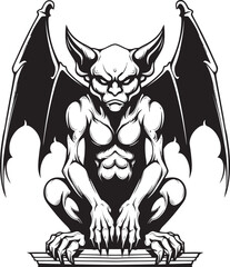 Chiseled Guardian Vector Gargoyle Full Body Statue Graphics Majestic Sentinel Gargoyle Full Body Statue Vector Icon