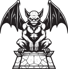 Gargantuan Guardian Vector Illustration of Full Body Statue Guardian of Legends Vector Art Depicting Gargoyle Full Body Statue
