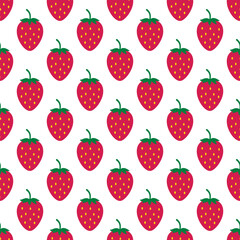 Strawberry seamless pattern. Summer berries vector background.  Vector template for fabric, textile, wallpaper, wrapping paper, etc.