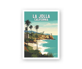 La Jolla, California Illustration Art. Travel Poster Wall Art. Minimalist Vector art