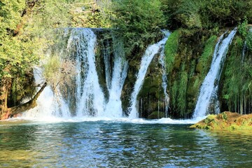Waterfall in the old mill village Rastoke, Slunj,  Croatia
