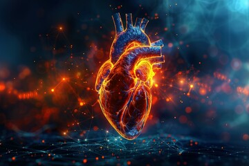 Heart Beats with medical backgrounds. Creative stylized red heart cardiogram with human heart background.