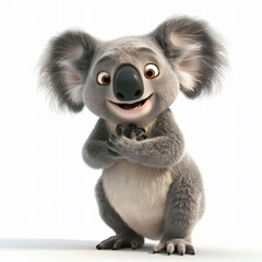 3d cartoon of cute Koala smiling excitedly, AI Generative.