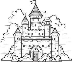 Obraz premium Royal Residence Medieval Castle Vector Icon Fortress Foundations Vector Design of Castle