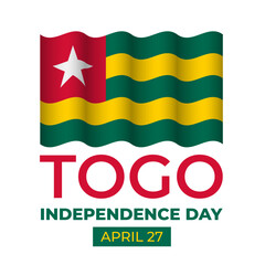 Togo Independence Day typography poster. National holiday on April 27. Vector template for banner, greeting card, flyer, etc