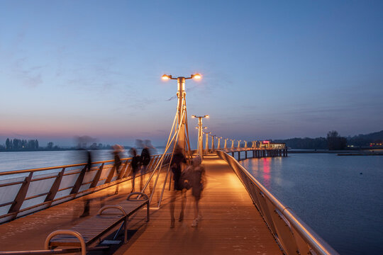 Pier on Stanislav Gornicki embankment, Plock, Poland