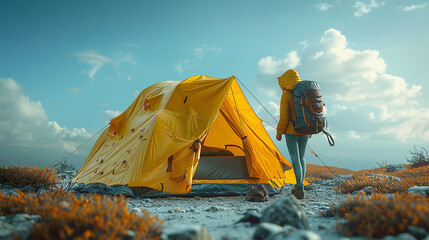 Outdoor Tent, Simple Bright  Yellow - 764750081