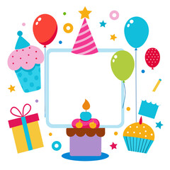 Birthday Decorated Frame Collage Vector 