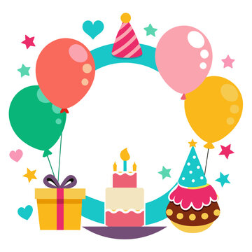 Birthday Decorated Frame Collage Vector 