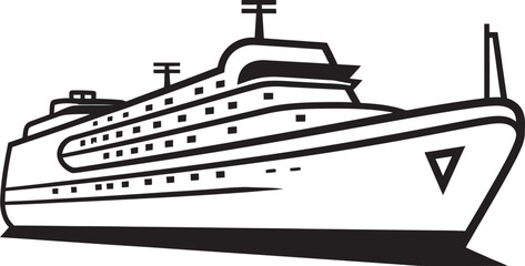 Obraz premium Rhythmic Reflections Ship Emblem for Musician Artists Serenade Seafaring Musical Ship Design and Logo