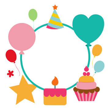 Birthday Collage Picture frame Vector Illustration