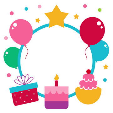 Birthday Collage Picture frame Vector Illustration