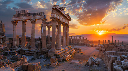 ruins of ancient roman forum city - obrazy, fototapety, plakaty