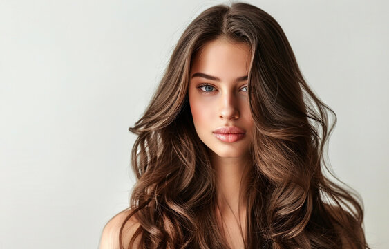 Beautiful brunette woman with long healthy hair