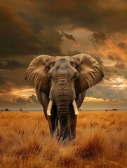 Fototapeta na wymiar An elephant in the African savannah