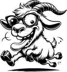Zany Goat Cartoon icon 2 - obrazy, fototapety, plakaty