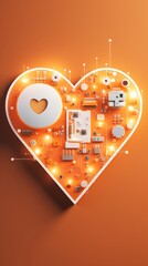 Soft glowing lights creating a warm and inviting heart motif on a circuit board