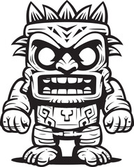 Jungle Guardian Thick Lineart Vector Icon of a Tiki Guardian Pacific Protector Vector Logo of a Full Body Thick Lineart Tiki