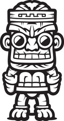 Aloha Avatar Vector Graphic Featuring a Full Body Thick Lineart Tiki Jungle Guardian Thick Lineart Vector Icon of a Tiki Guardian