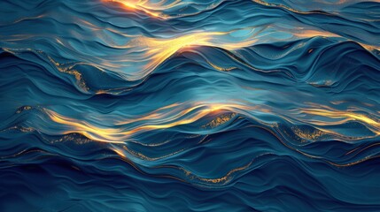 abstract background texture of sea waves combination of shades of blue water exposed to luxurious sunset radiance