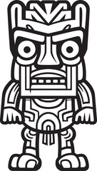 Tribal Treasure Full Body Tiki Icon with Thick Lineart for Graphics Polynesian Patron Vector Design of a Thick Lineart Tiki Character