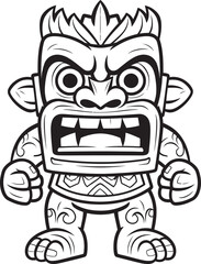 Tiki Tales Bold Tiki Character in Thick Lineart Vector Illustration Narrating Stories of the Islands Island Instinct Full Body Thick Lineart Vector Graphic of a Tiki Inspiring Natural Connection