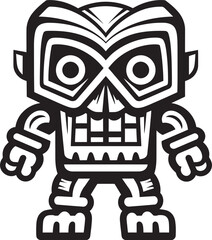 Island Ink Thick Lineart Tiki Illustration Creating a Bold Tattoo inspired Design Tiki Time Vector Logo Featuring a Full Body Thick Lineart Tiki Representing Leisure and Relaxation