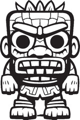 Island Idol Graphic Representation of a Bold Thick Lineart Tiki Character Tiki Titan Full Body Thick Lineart Design for Iconography