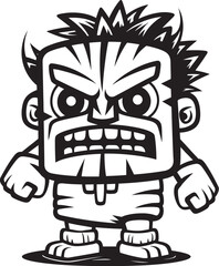 Tiki Tales Bold Tiki Character in Thick Lineart Vector Illustration Sharing Stories of Island Adventures Island Instinct Full Body Thick Lineart Vector Graphic of a Tiki Inspiring Natural Connection 