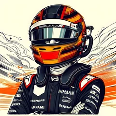 Poster Abstract image of formula 1 driver with helmet  © saad